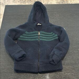 Moncler Blue and Green Hooded Sweatshirt with Sporty Stripes
